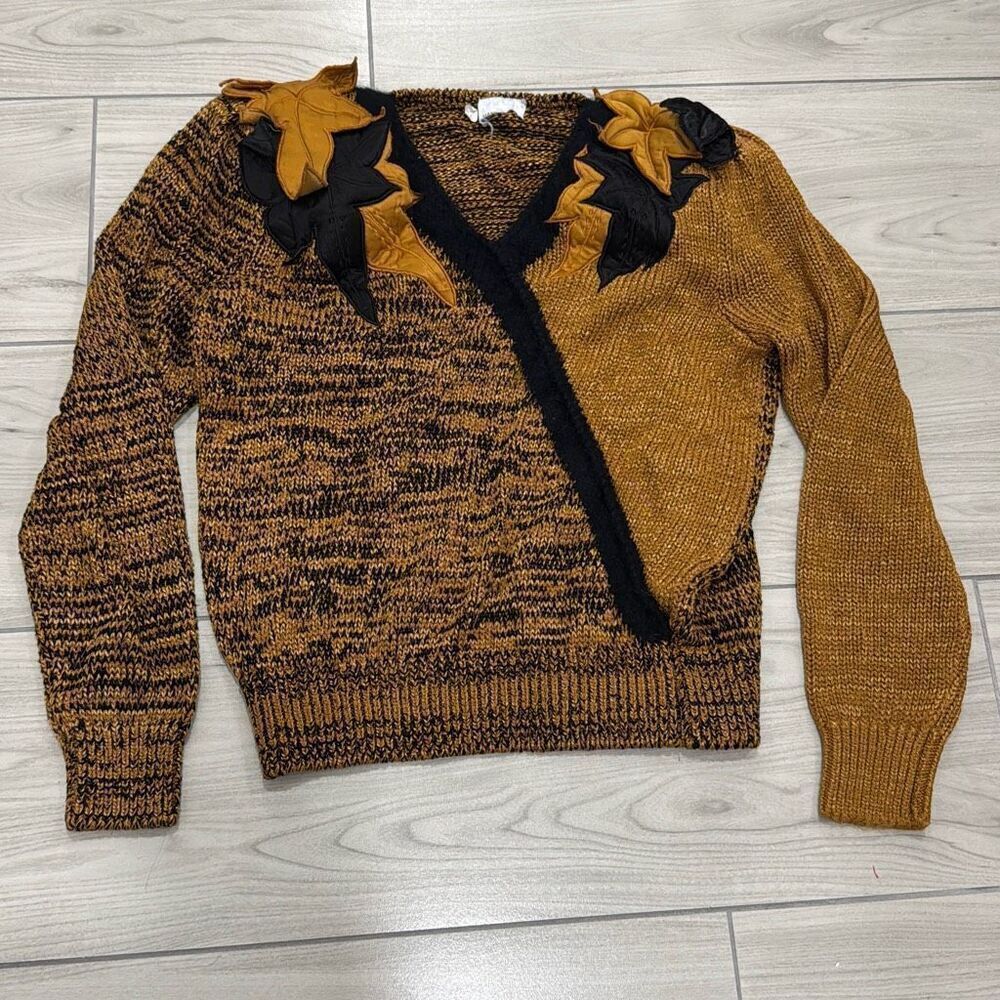 Vintage 1980s batwing sweater,‎ brown and black, oversized sweater, M